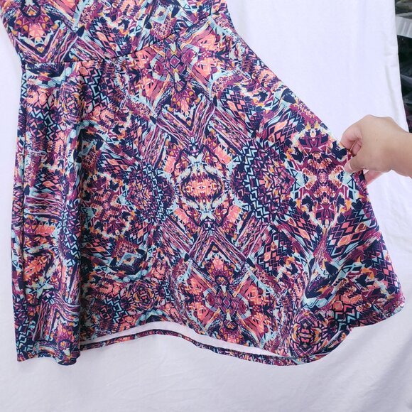 Torrid Multicolor Colorful Geometric Bold Kaleidoscope Fit n Flare Dress Size 0 - Picture 12 of 12